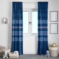 Fiji Marau na Kerisimasi Window Curtain Blue Tapa Masi Inspired Christmas - Polynesian Pride