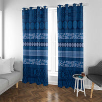 Fiji Marau na Kerisimasi Window Curtain Blue Tapa Masi Inspired Christmas - Polynesian Pride