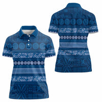 Fiji Marau na Kerisimasi Women Polo Shirt Blue Tapa Masi Inspired Christmas LT9 - Polynesian Pride