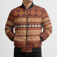Fiji Marau na Kerisimasi Bomber Puffer Jacket Gold Tapa Masi Inspired Christmas - Polynesian Pride