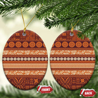 Fiji Marau na Kerisimasi Ceramic Ornament Gold Tapa Masi Inspired Christmas - Polynesian Pride