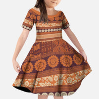 Fiji Marau na Kerisimasi Family Matching Mermaid Dress and Hawaiian Shirt Gold Tapa Masi Inspired Christmas LT9 Daughter's Dress Gold - Polynesian Pride