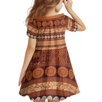 Fiji Marau na Kerisimasi Family Matching Off The Shoulder Long Sleeve Dress and Hawaiian Shirt Gold Tapa Masi Inspired Christmas LT9 - Polynesian Pride