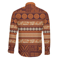 Fiji Marau na Kerisimasi Family Matching Off The Shoulder Long Sleeve Dress and Hawaiian Shirt Gold Tapa Masi Inspired Christmas LT9 - Polynesian Pride