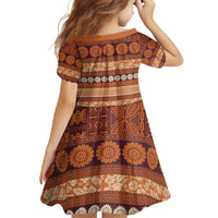 Fiji Marau na Kerisimasi Family Matching Off Shoulder Maxi Dress and Hawaiian Shirt Gold Tapa Masi Inspired Christmas - Polynesian Pride