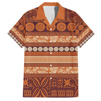 Fiji Marau na Kerisimasi Family Matching Off Shoulder Short Dress and Hawaiian Shirt Gold Tapa Masi Inspired Christmas LT9 Dad's Shirt - Short Sleeve Gold - Polynesian Pride