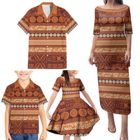 Fiji Marau na Kerisimasi Family Matching Puletasi and Hawaiian Shirt Gold Tapa Masi Inspired Christmas - Polynesian Pride