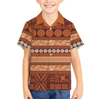 Fiji Marau na Kerisimasi Kid Hawaiian Shirt Gold Tapa Masi Inspired Christmas LT9 Kid Gold - Polynesian Pride