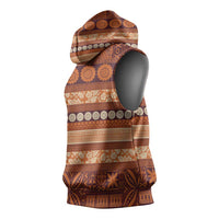 Fiji Marau na Kerisimasi Sleeveless Hoodie Gold Tapa Masi Inspired Christmas - Polynesian Pride