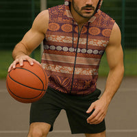 Fiji Marau na Kerisimasi Sleeveless Zip Hoodie Gold Tapa Masi Inspired Christmas LT9 - Polynesian Pride