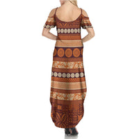 Fiji Marau na Kerisimasi Summer Maxi Dress Gold Tapa Masi Inspired Christmas - Polynesian Pride