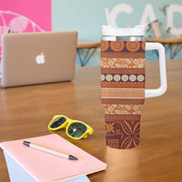 Fiji Marau na Kerisimasi Tumbler With Handle Gold Tapa Masi Inspired Christmas - Polynesian Pride