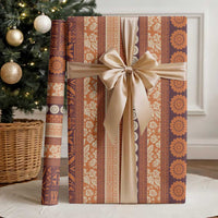 Fiji Marau na Kerisimasi Wrapping Paper Gold Tapa Masi Inspired Christmas - Polynesian Pride