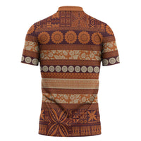 Fiji Marau na Kerisimasi Zipper Polo Shirt Gold Tapa Masi Inspired Christmas LT9 - Polynesian Pride