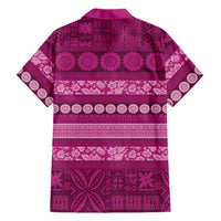 Fiji Marau na Kerisimasi Family Matching Off The Shoulder Long Sleeve Dress and Hawaiian Shirt Pink Tapa Masi Inspired Christmas LT9 - Polynesian Pride