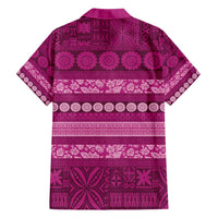 Fiji Marau na Kerisimasi Family Matching Off Shoulder Maxi Dress and Hawaiian Shirt Pink Tapa Masi Inspired Christmas LT9 - Polynesian Pride