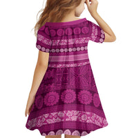 Fiji Marau na Kerisimasi Family Matching Off Shoulder Short Dress and Hawaiian Shirt Pink Tapa Masi Inspired Christmas LT9 - Polynesian Pride