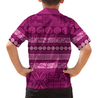 Fiji Marau na Kerisimasi Family Matching Puletasi and Hawaiian Shirt Pink Tapa Masi Inspired Christmas LT9 - Polynesian Pride