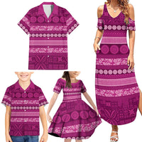 Fiji Marau na Kerisimasi Family Matching Summer Maxi Dress and Hawaiian Shirt Pink Tapa Masi Inspired Christmas LT9 - Polynesian Pride