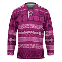 Fiji Marau na Kerisimasi Hockey Jersey Pink Tapa Masi Inspired Christmas LT9 Unisex Pink - Polynesian Pride