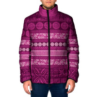 Fiji Marau na Kerisimasi Padded Jacket Pink Tapa Masi Inspired Christmas - Polynesian Pride