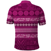 Fiji Marau na Kerisimasi Polo Shirt Pink Tapa Masi Inspired Christmas - Polynesian Pride