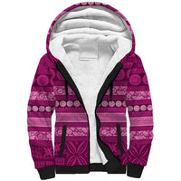 Fiji Marau na Kerisimasi Sherpa Hoodie Pink Tapa Masi Inspired Christmas - Polynesian Pride