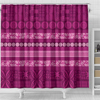 Fiji Marau na Kerisimasi Shower Curtain Pink Tapa Masi Inspired Christmas - Polynesian Pride