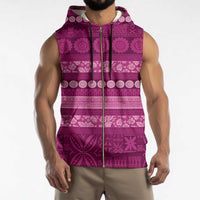 Fiji Marau na Kerisimasi Sleeveless Zip Hoodie Pink Tapa Masi Inspired Christmas - Polynesian Pride