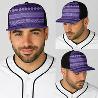 Fiji Marau na Kerisimasi Baseball Net Cap Purple Tapa Masi Inspired Christmas - Polynesian Pride