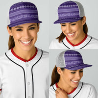 Fiji Marau na Kerisimasi Baseball Net Cap Purple Tapa Masi Inspired Christmas - Polynesian Pride