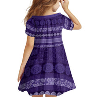 Fiji Marau na Kerisimasi Family Matching Long Sleeve Bodycon Dress and Hawaiian Shirt Purple Tapa Masi Inspired Christmas LT9 - Polynesian Pride