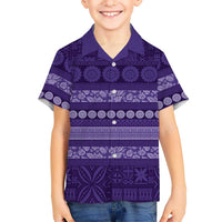 Fiji Marau na Kerisimasi Family Matching Off The Shoulder Long Sleeve Dress and Hawaiian Shirt Purple Tapa Masi Inspired Christmas LT9 Son's Shirt Purple - Polynesian Pride