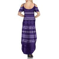 Fiji Marau na Kerisimasi Family Matching Summer Maxi Dress and Hawaiian Shirt Purple Tapa Masi Inspired Christmas LT9 - Polynesian Pride
