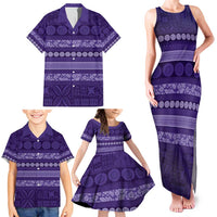 Fiji Marau na Kerisimasi Family Matching Tank Maxi Dress and Hawaiian Shirt Purple Tapa Masi Inspired Christmas LT9 - Polynesian Pride