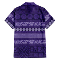 Fiji Marau na Kerisimasi Hawaiian Shirt Purple Tapa Masi Inspired Christmas LT9 - Polynesian Pride