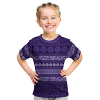 Fiji Marau na Kerisimasi Kid T Shirt Purple Tapa Masi Inspired Christmas LT9 Purple - Polynesian Pride