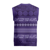 Fiji Marau na Kerisimasi Christmas Knitted V-Neck Vest Purple Tapa Masi Inspired Christmas - Polynesian Pride