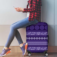 Fiji Marau na Kerisimasi Luggage Cover Purple Tapa Masi Inspired Christmas - Polynesian Pride