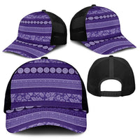 Fiji Marau na Kerisimasi Mesh Trucker Cap Purple Tapa Masi Inspired Christmas - Polynesian Pride