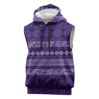 Fiji Marau na Kerisimasi Sleeveless Hoodie Purple Tapa Masi Inspired Christmas - Polynesian Pride