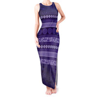 Fiji Marau na Kerisimasi Tank Maxi Dress Purple Tapa Masi Inspired Christmas - Polynesian Pride