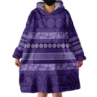 Fiji Marau na Kerisimasi Wearable Blanket Hoodie Purple Tapa Masi Inspired Christmas - Polynesian Pride