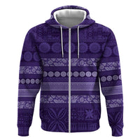 Fiji Marau na Kerisimasi Zip Hoodie Purple Tapa Masi Inspired Christmas - Polynesian Pride
