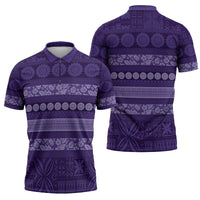 Fiji Marau na Kerisimasi Zipper Polo Shirt Purple Tapa Masi Inspired Christmas LT9 - Polynesian Pride