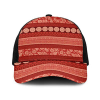 Fiji Marau na Kerisimasi Baseball Net Cap Red Tapa Masi Inspired Christmas - Polynesian Pride