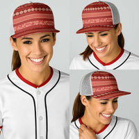 Fiji Marau na Kerisimasi Baseball Net Cap Red Tapa Masi Inspired Christmas - Polynesian Pride
