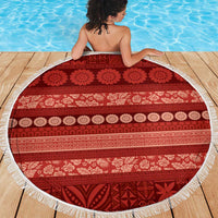 Fiji Marau na Kerisimasi Beach Blanket Red Tapa Masi Inspired Christmas - Polynesian Pride
