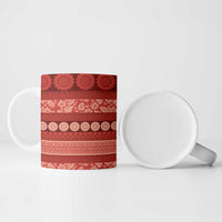 Fiji Marau na Kerisimasi Ceramic Mug Red Tapa Masi Inspired Christmas - Polynesian Pride