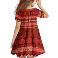 Fiji Marau na Kerisimasi Family Matching Mermaid Dress and Hawaiian Shirt Red Tapa Masi Inspired Christmas LT9 - Polynesian Pride